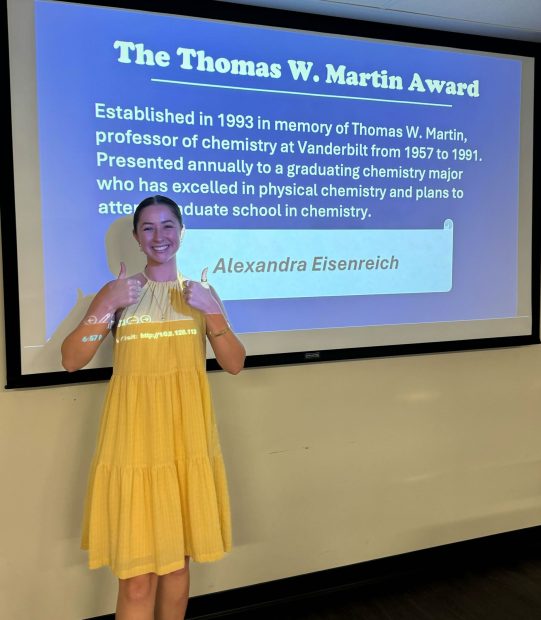 Alex Eisenreich awarded the Thomas Martin award for Chemistry Undergraduate Excellence